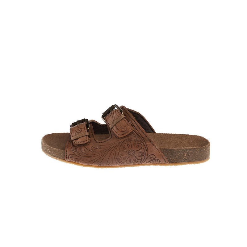 Roper Footwear Women's Desiree Tan Tooled Two Buckle Sandal