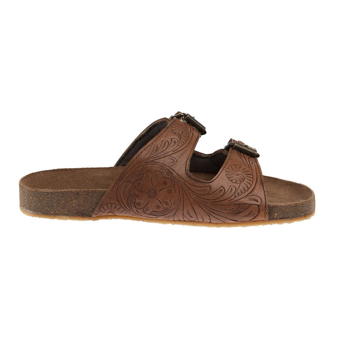Roper Footwear Women's Desiree Tan Tooled Two Buckle Sandal