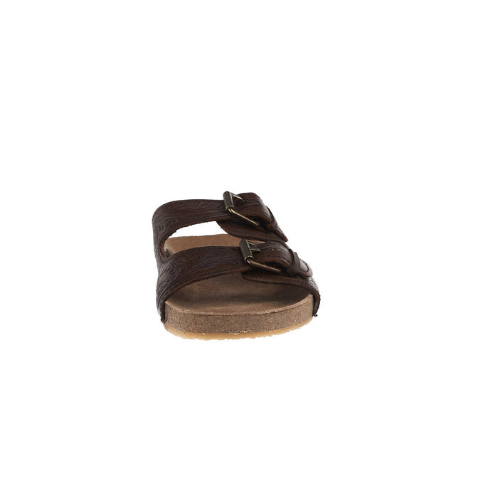 Roper Footwear Women's Desiree Brown Tooled Two Buckle Sandal