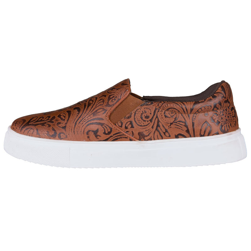 Roper Footwear Women's Nora Brown Embossed Leather Slip On Casual