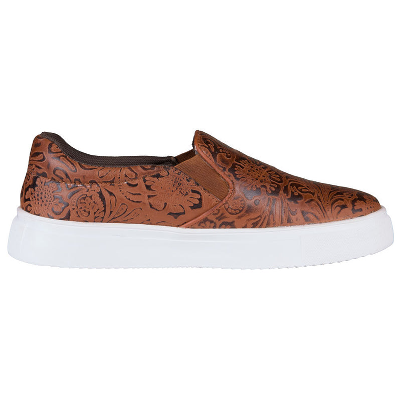Roper Footwear Women's Nora Brown Embossed Leather Slip On Casual
