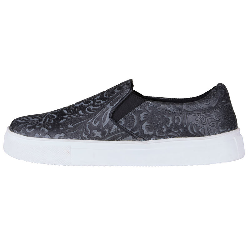Roper Footwear Women's Nora Black Embossed Leather Slip On Casual