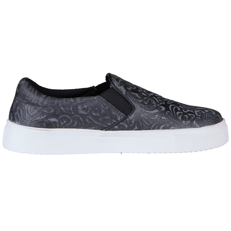 Roper Footwear Women's Nora Black Embossed Leather Slip On Casual