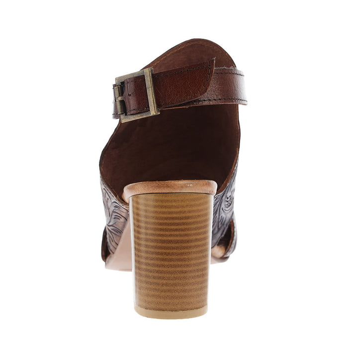 Roper Footwear Women`s Mika Backstrap Tan Tooled Heel