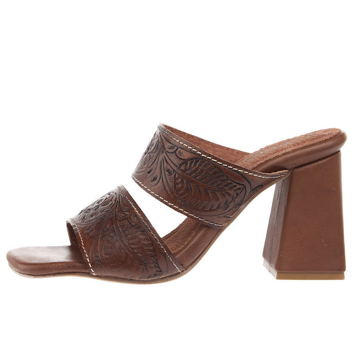 Roper Footwear Women's Stella Tan Tooled Two Band Sandal