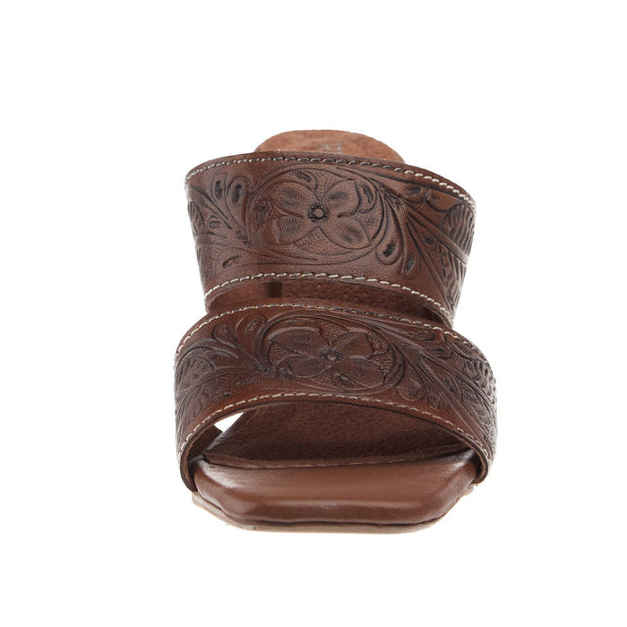 Roper Footwear Women's Stella Tan Tooled Two Band Sandal
