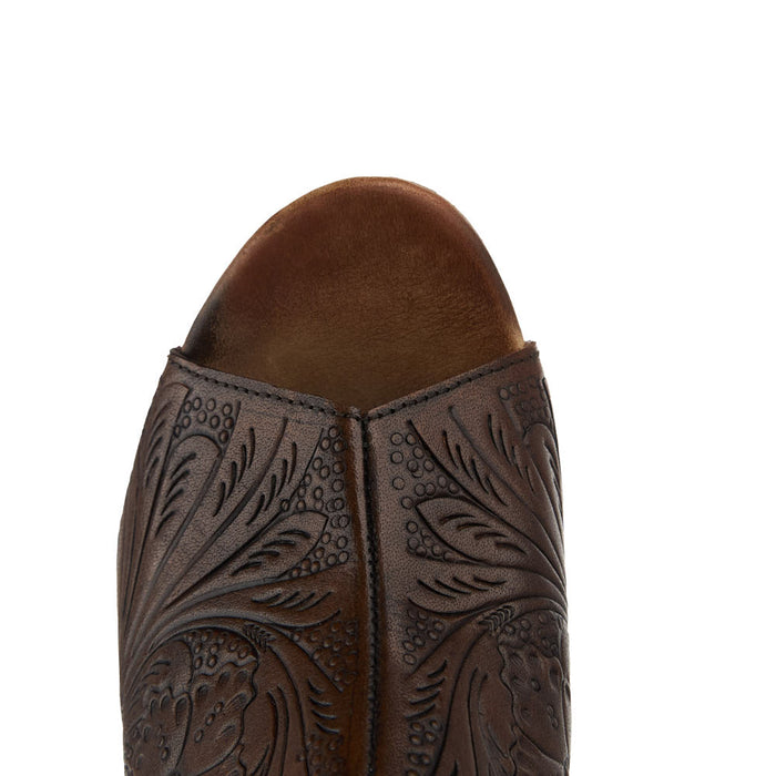 Roper Footwear Women's Mika Brown Tooled Open Toe Sandal