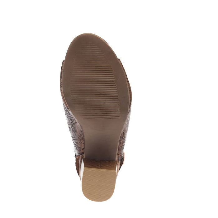 Roper Footwear Women's Mika Brown Tooled Open Toe Sandal