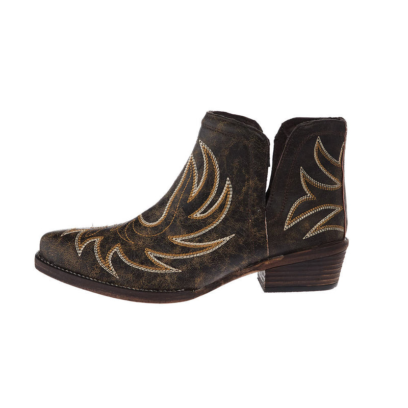 Roper Footwear Women`s Addie Brown Sanded Leather Bootie