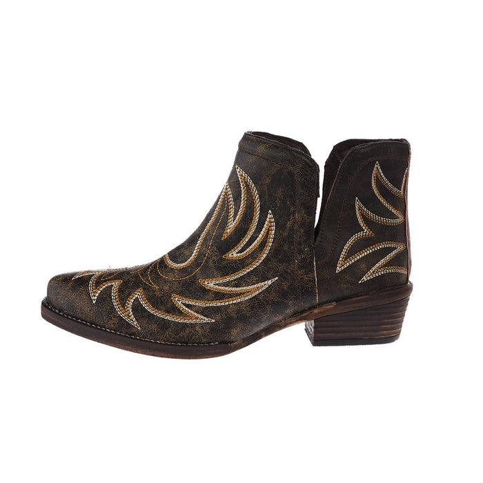 Roper Footwear Women`s Addie Brown Sanded Leather Bootie