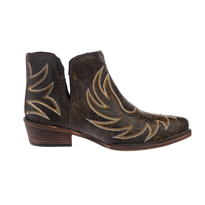 Roper Footwear Women`s Addie Brown Sanded Leather Bootie