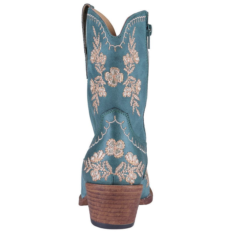Roper Footwear Women's Wynona Turquoise Floral Inside Zipper 8in Boot