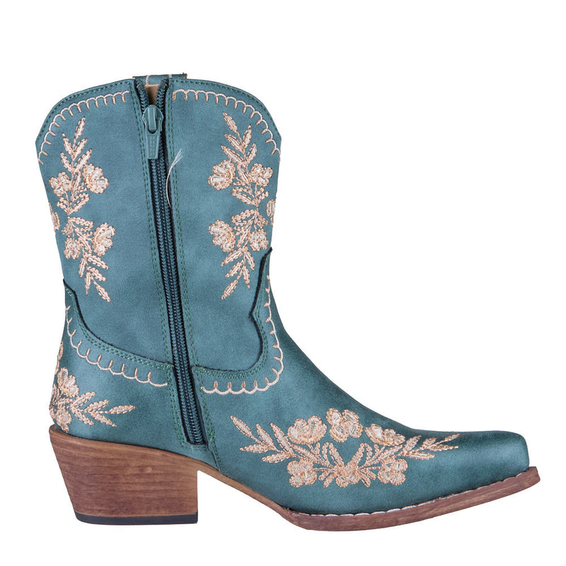 Roper Footwear Women's Wynona Turquoise Floral Inside Zipper 8in Boot