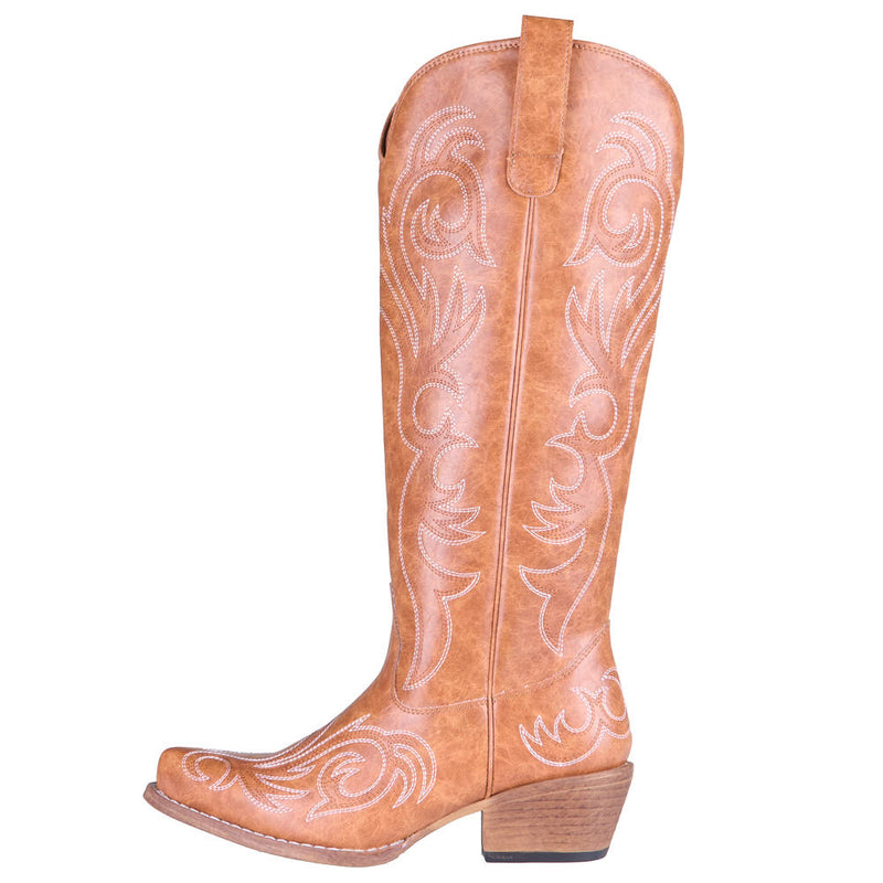 Roper Footwear Women's Faux Leather Tan Vamp 16in Matching Top Boot