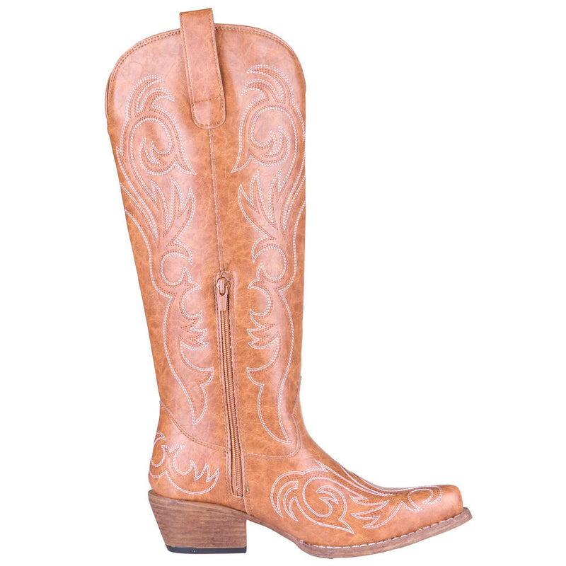 Roper Footwear Women's Faux Leather Tan Vamp 16in Matching Top Boot