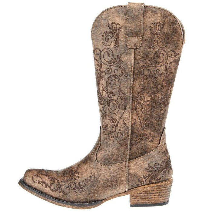 Roper Footwear Women`s Brown Faux Leather Laser Brown Boot