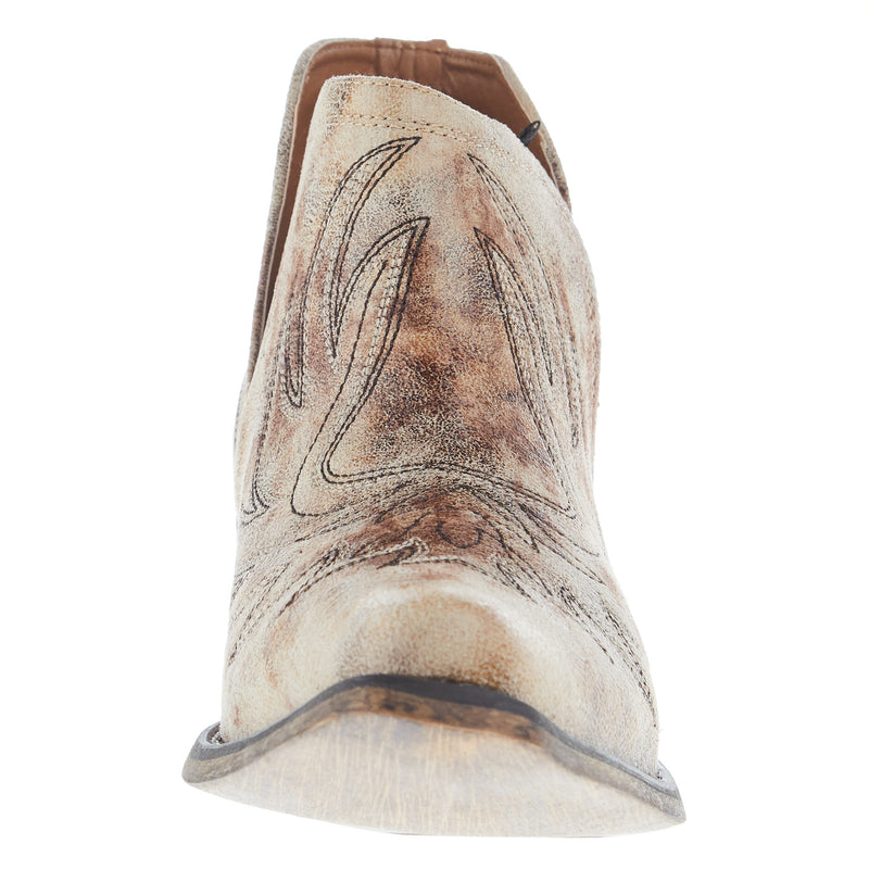 Roper Footwear Women's Ava Tan Faux Leather w/ Western Stitch Snip Toe Bootie