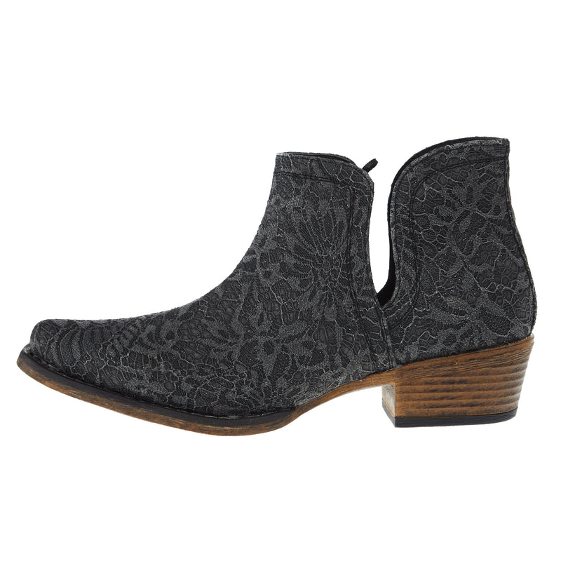Roper Footwear Women's Ava Black Lace Overlay Bootie