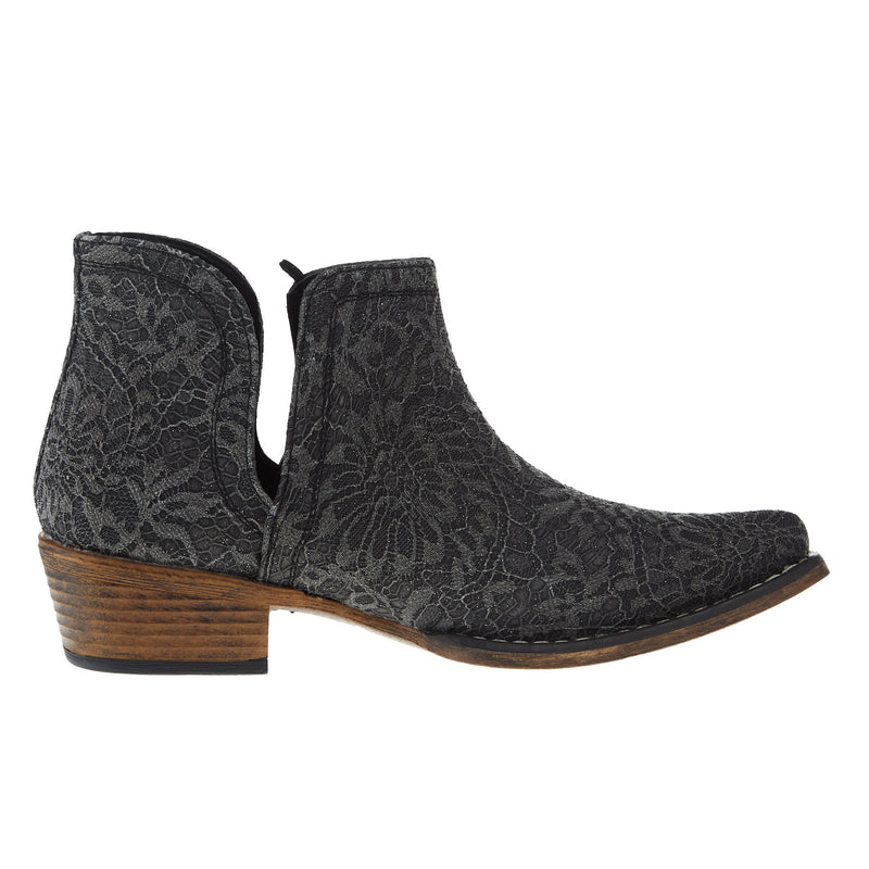 Roper Footwear Women's Ava Black Lace Overlay Bootie