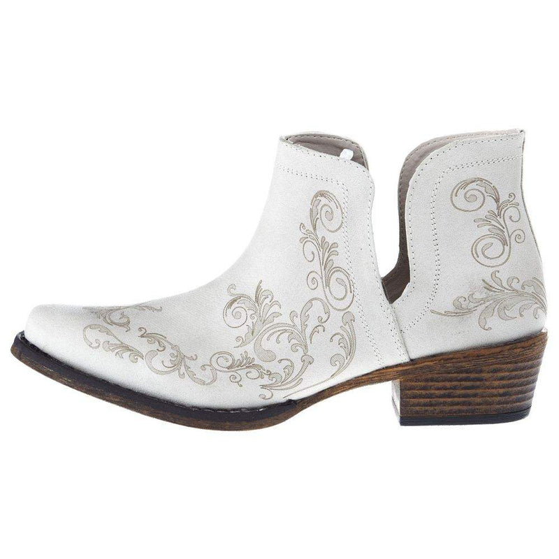 Roper Footwear Women's Ava White Faux Leather Bootie