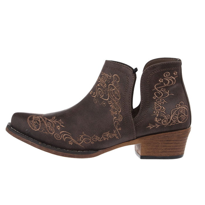 Roper Footwear Women's Brown Faux Leather 7In Snip Toe Bootie