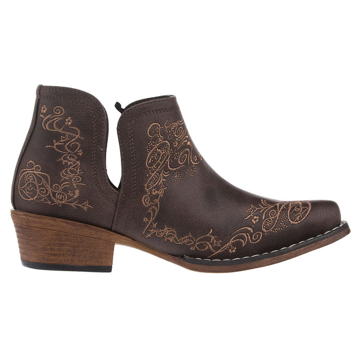 Roper Footwear Women's Brown Faux Leather 7In Snip Toe Bootie
