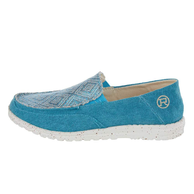 Roper Footwear Womens Turquoise Canvas Slip on Moc