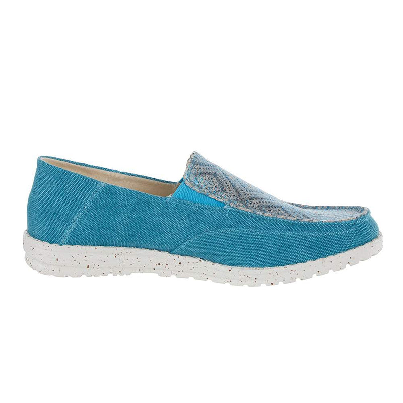 Roper Footwear Womens Turquoise Canvas Slip on Moc
