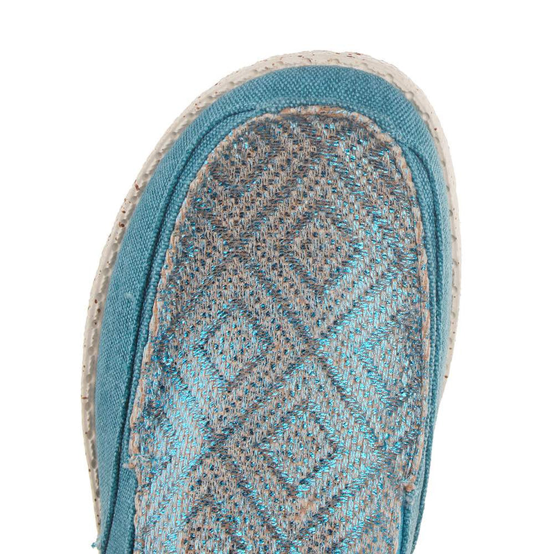 Roper Footwear Womens Turquoise Canvas Slip on Moc