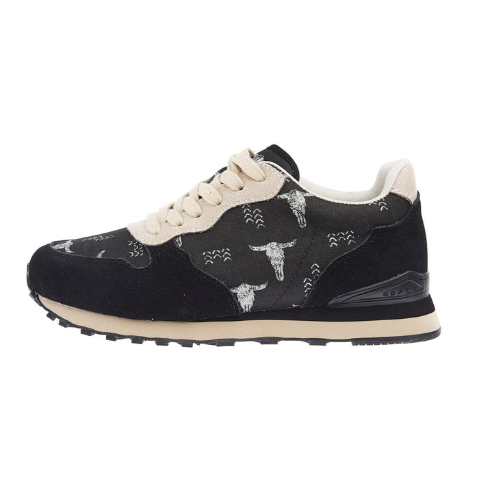 Roper Footwear Women's Black Suede Giddy Up Longhorn Jogger Shoes