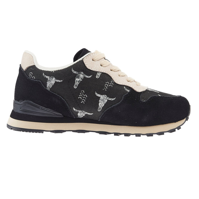 Roper Footwear Women's Black Suede Giddy Up Longhorn Jogger Shoes