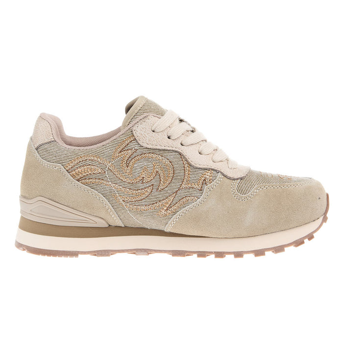 Roper Footwear Women's Giddy Up Cream Cow Suede Western Stitch Sneaker