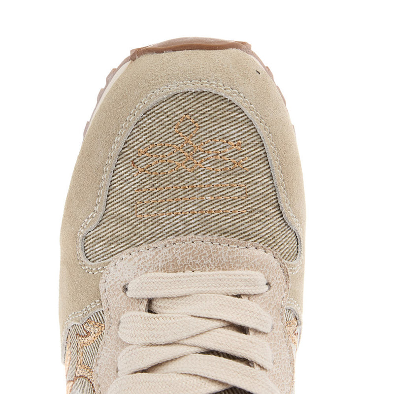 Roper Footwear Women's Giddy Up Cream Cow Suede Western Stitch Sneaker