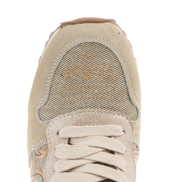 Roper Footwear Women's Giddy Up Cream Cow Suede Western Stitch Sneaker