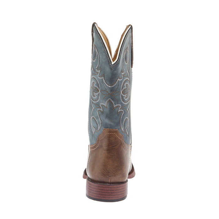 Roper Footwear Youth Ainsley Brown Faux Leather and Blue Vintage Shaft Cowboy Boot