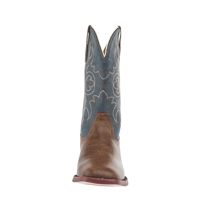 Roper Footwear Youth Ainsley Brown Faux Leather and Blue Vintage Shaft Cowboy Boot