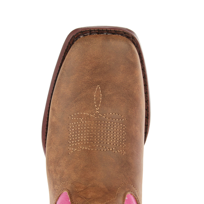 Roper Footwear Youth Ainsley Tan Faux Leather and Pink Vintage Shaft Cowgirl Boot