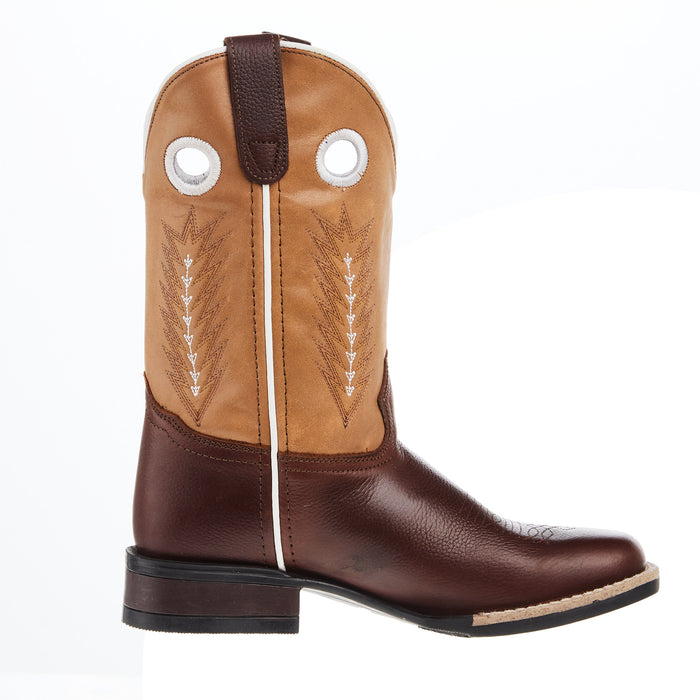 Roper Footwear Youth James Brown Leather Vamp w/ Tan Shaft Square Toe Boot