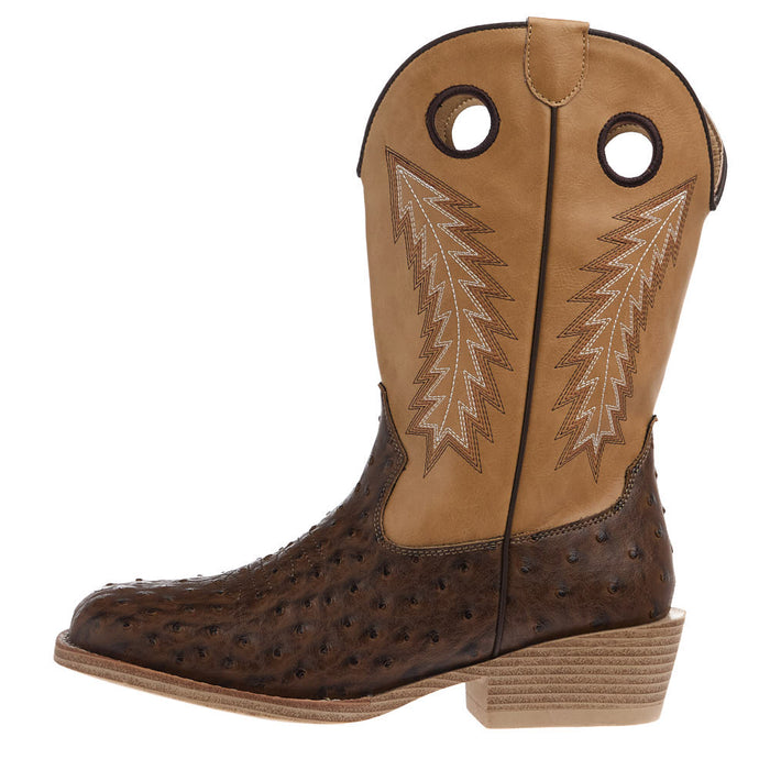Roper Footwear Kid's Walker Bumps Brown Ostrich Print Boot