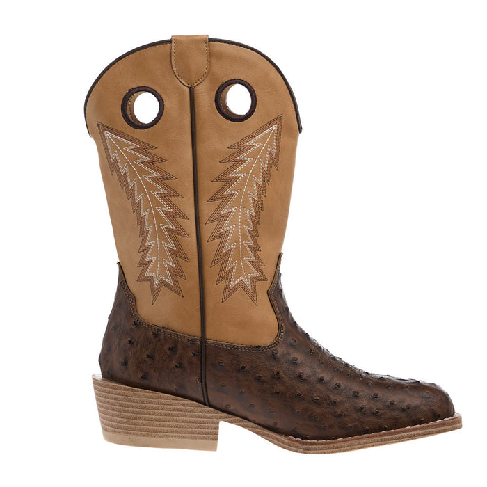 Roper Footwear Kid's Walker Bumps Brown Ostrich Print Boot