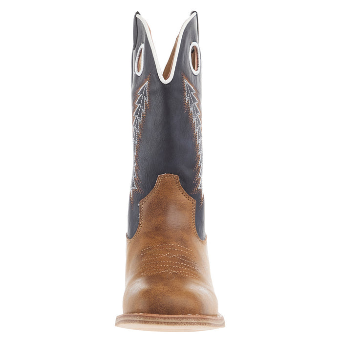 Roper Footwear Big Kids Walker Tan Square Toe with Navy Shaft Boot