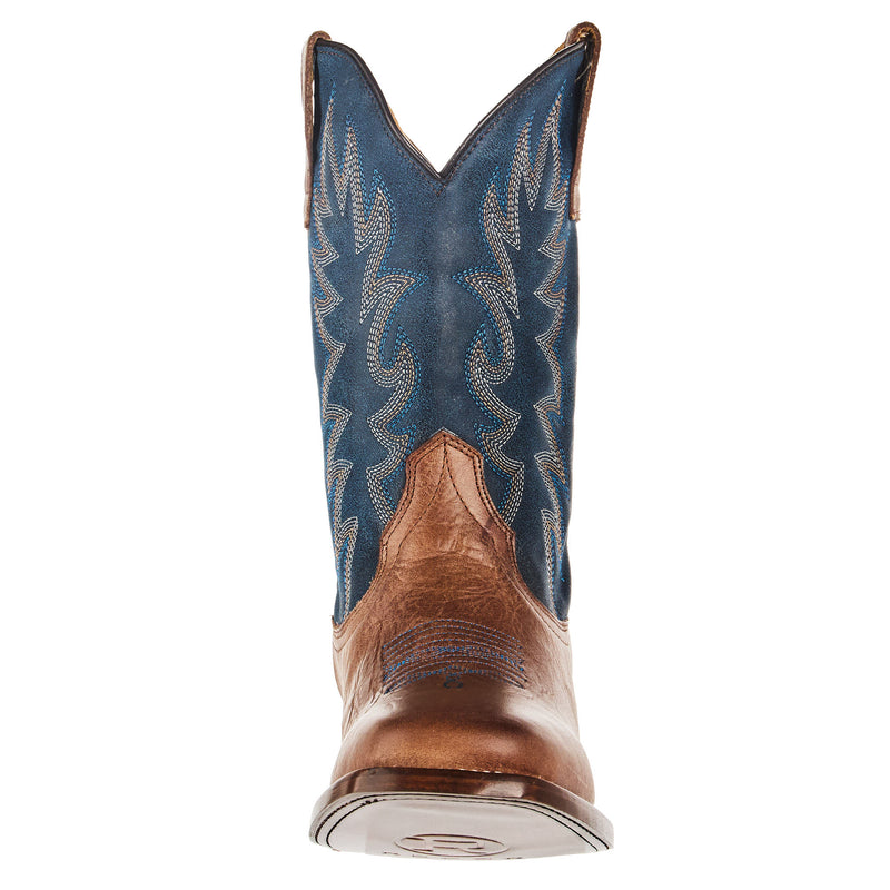 Roper Footwear Youth Bart Burnished Brown and Vintage Dark Blue Shaft Cowboy Boot