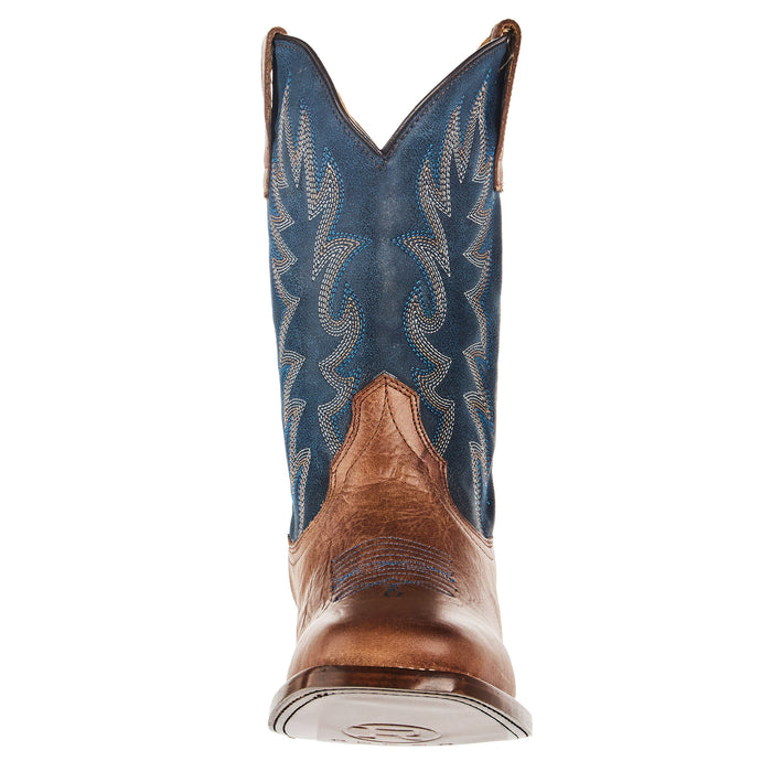 Roper Footwear Youth Bart Burnished Brown and Vintage Dark Blue Shaft Cowboy Boot