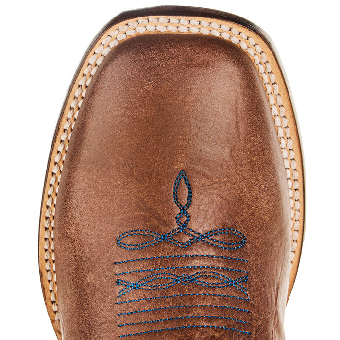 Roper Footwear Youth Bart Burnished Brown and Vintage Dark Blue Shaft Cowboy Boot