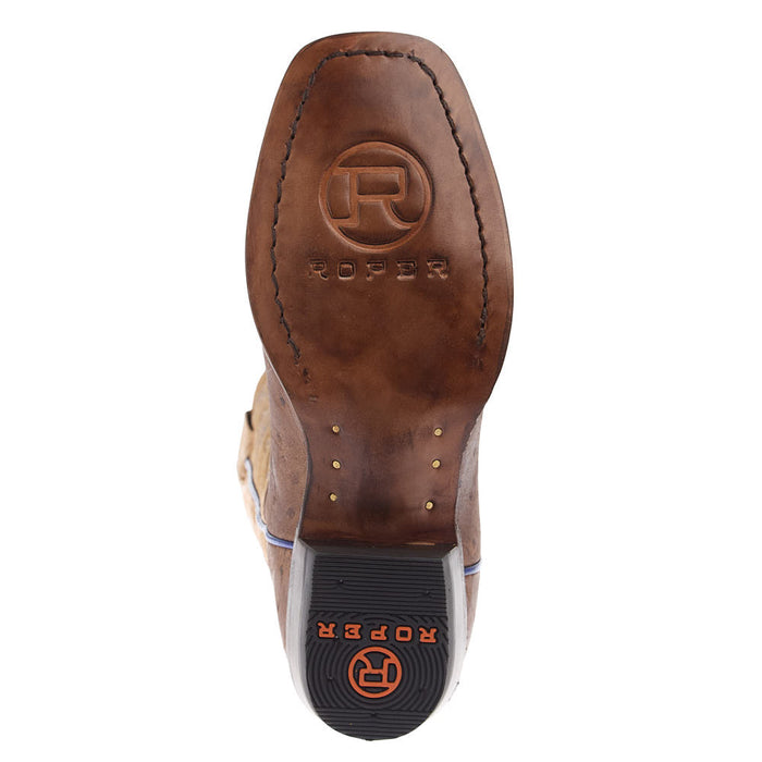 Roper Footwear Youth Quill Waxy Brown with Tan Leather Shaft Cutter Toe Boot