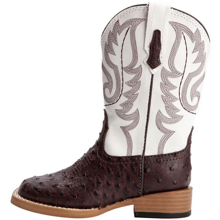 Roper Footwear Kid's Brown Ostrich Print Cowboy Boots