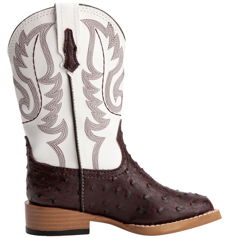 Roper Footwear Kid's Brown Ostrich Print Cowboy Boots
