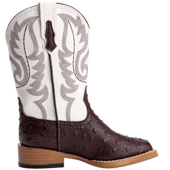 Roper Footwear Kid's Brown Ostrich Print Cowboy Boots