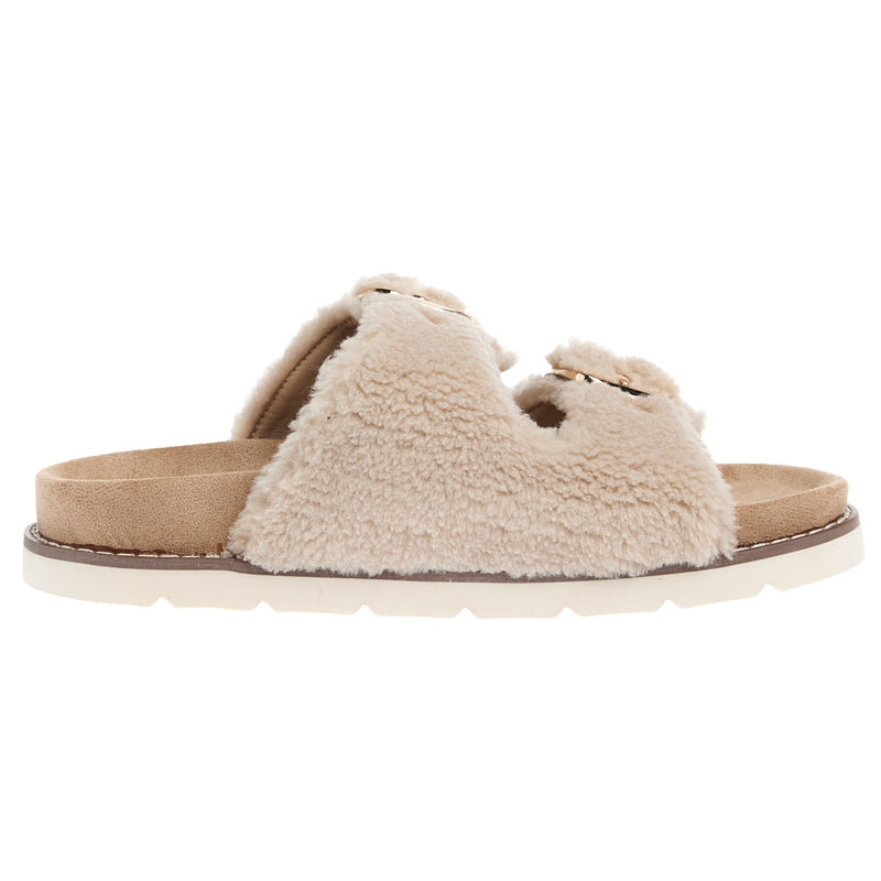 Corkys Footwear Women's Feelin Saucy Natural Fuzzy Sandal