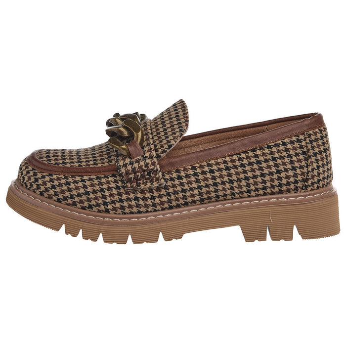 Corkys Footwear Women's Not Literally Black Tan Houndstooth Shoe